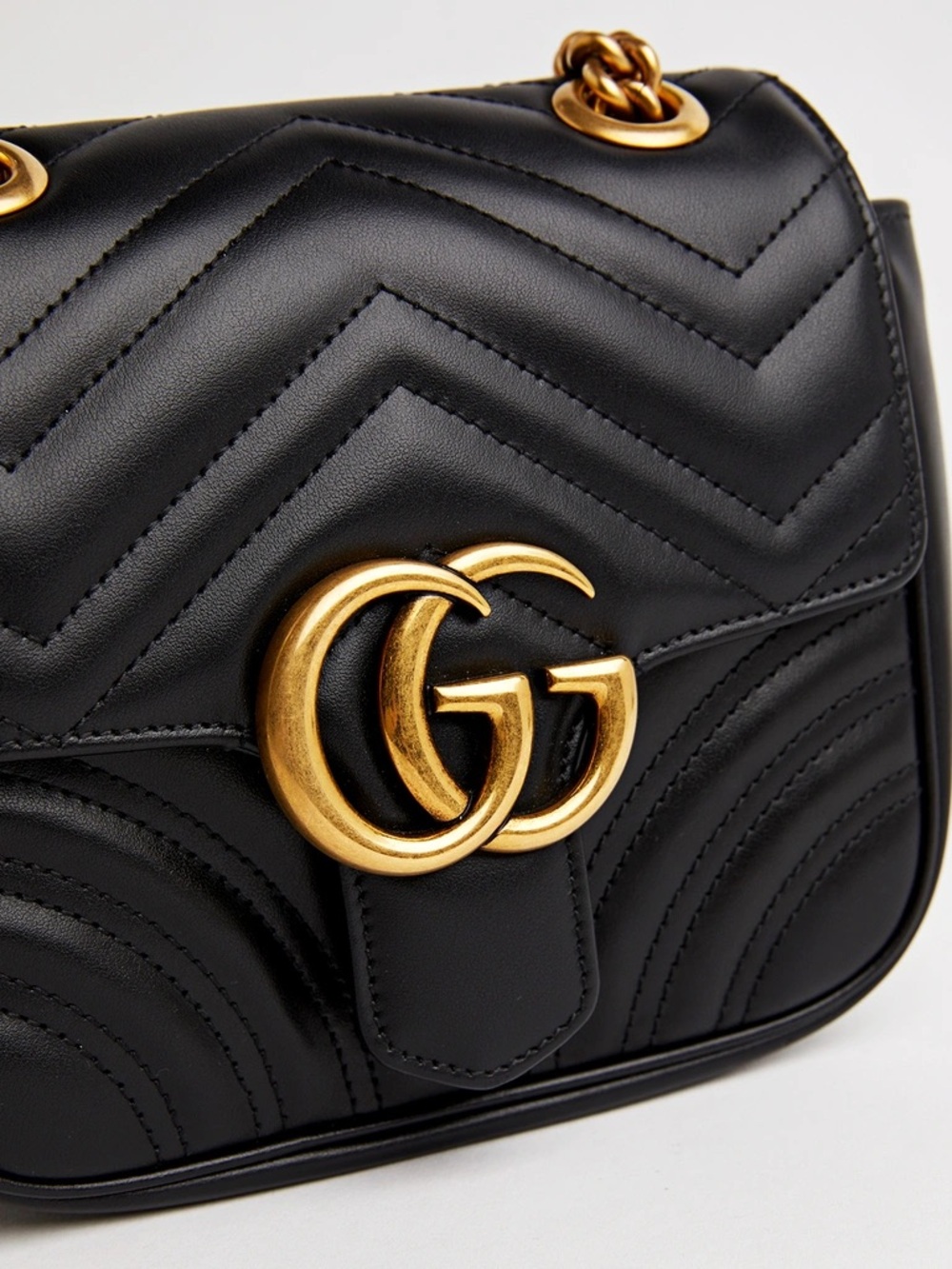 Gucci Black Quilted Leather Shoulder Bag with Gold GG Hardware